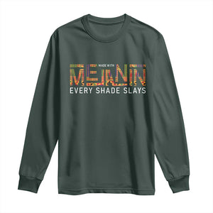 Black History Long Sleeve Shirt Melanin Kente Juneteenth Black History TS10 Dark Forest Green Print Your Wear