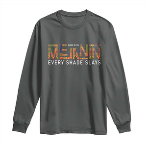 Black History Long Sleeve Shirt Melanin Kente Juneteenth Black History TS10 Dark Heather Print Your Wear