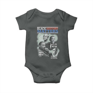 Black History Matters Baby Onesie MLK Malcolm X Obama Rosa Parks Inspirational Tribute TS02 Dark Heather Print Your Wear