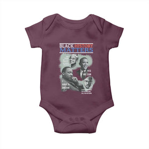 Black History Matters Baby Onesie MLK Malcolm X Obama Rosa Parks Inspirational Tribute TS02 Maroon Print Your Wear