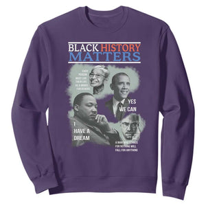 Black History Matters Sweatshirt MLK Malcolm X Obama Rosa Parks Inspirational Tribute TS02 Purple Print Your Wear
