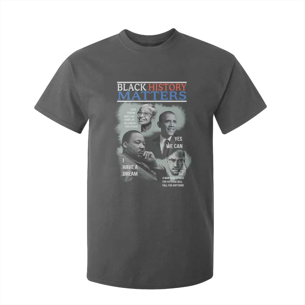 Black History Matters T Shirt For Kid MLK Malcolm X Obama Rosa Parks Inspirational Tribute TS02 Dark Heather Print Your Wear