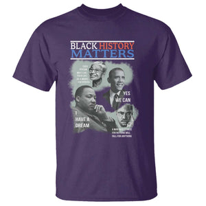Black History Matters T Shirt MLK Malcolm X Obama Rosa Parks Inspirational Tribute TS02 Purple Print Your Wear