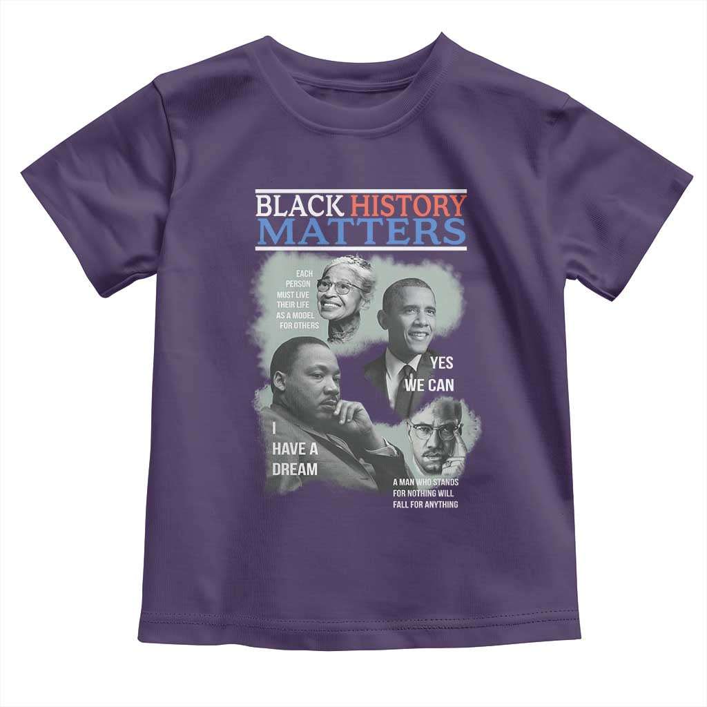 Black History Matters Toddler T Shirt MLK Malcolm X Obama Rosa Parks Inspirational Tribute TS02 Purple Print Your Wear