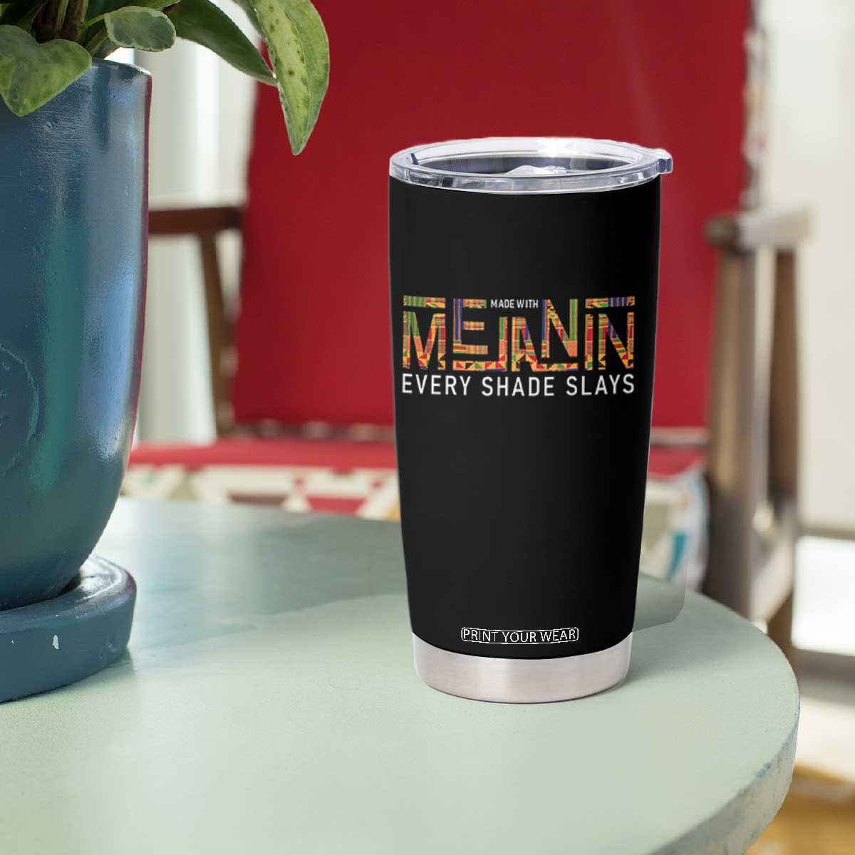 Black History Tumbler Cup Melanin Kente Juneteenth Black History TS10 Print Your Wear