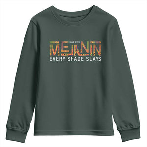Black History Youth Sweatshirt Melanin Kente Juneteenth Black History TS10 Dark Forest Green Print Your Wear