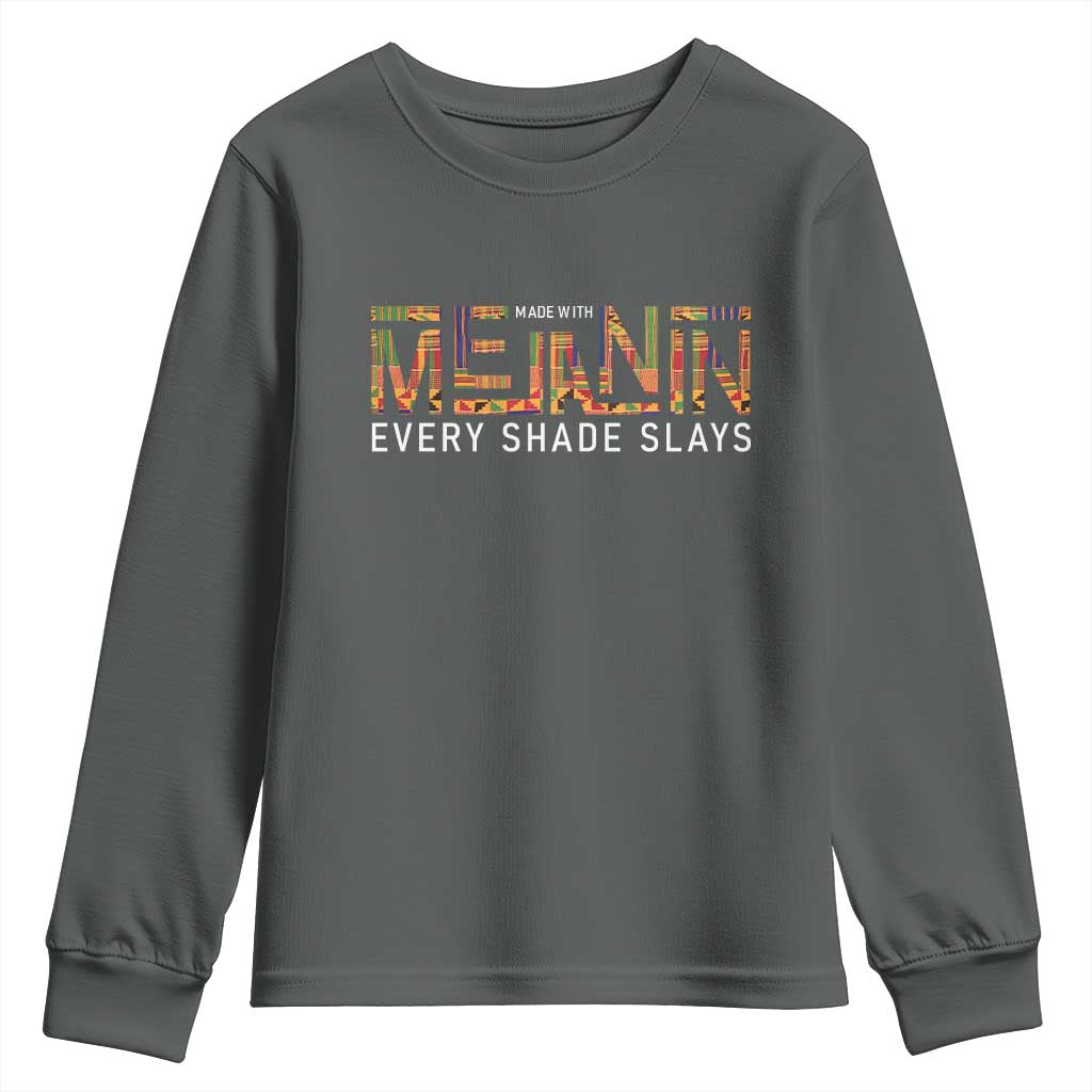 Black History Youth Sweatshirt Melanin Kente Juneteenth Black History TS10 Dark Heather Print Your Wear