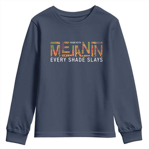 Black History Youth Sweatshirt Melanin Kente Juneteenth Black History TS10 Navy Print Your Wear