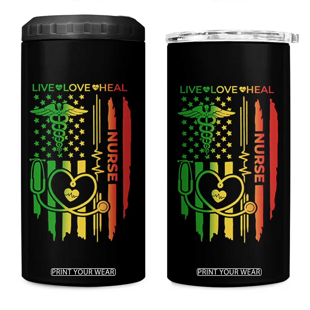Black Nurse 4 in 1 Can Cooler Tumbler American Flag Proud Afro African Women Melanin Pride TS10 One Size: 16 oz Black Print Your Wear