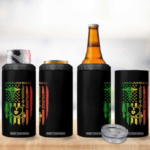 Black Nurse 4 in 1 Can Cooler Tumbler American Flag Proud Afro African Women Melanin Pride TS10 Print Your Wear