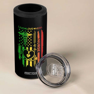 Black Nurse 4 in 1 Can Cooler Tumbler American Flag Proud Afro African Women Melanin Pride TS10 Print Your Wear