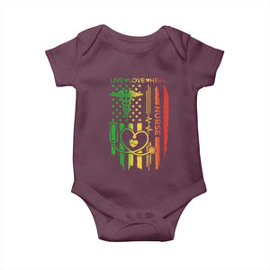 Black Nurse Baby Onesie American Flag Proud Afro African Women Melanin Pride TS10 Maroon Print Your Wear