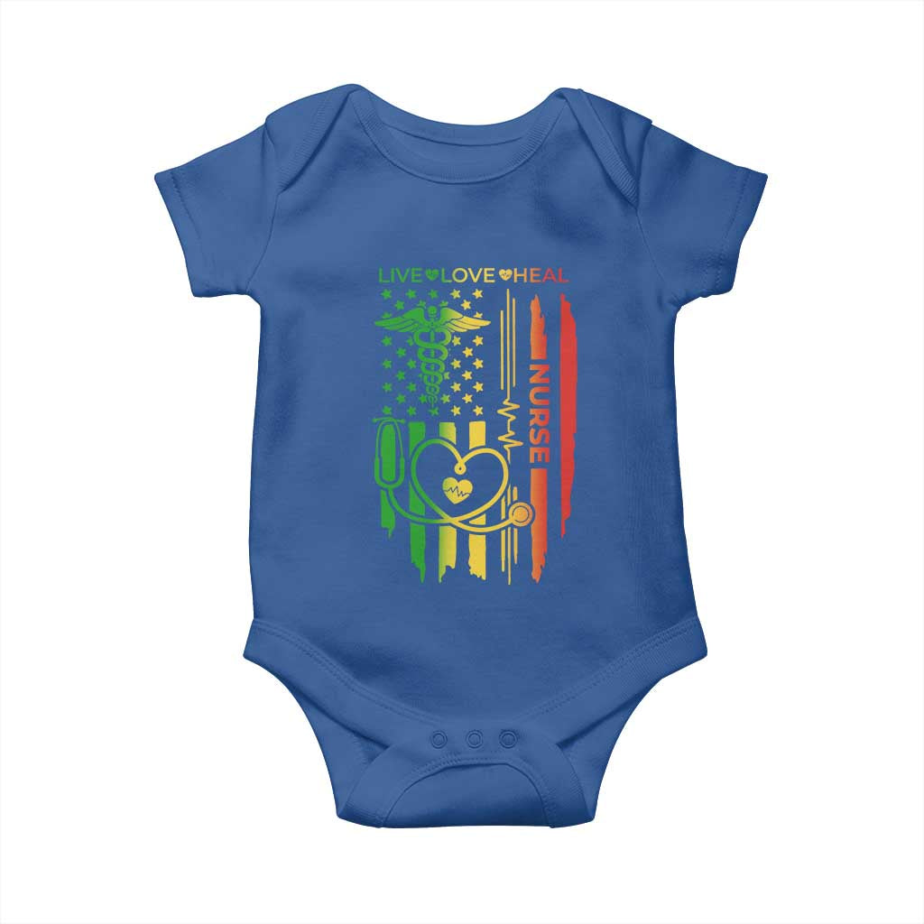 Black Nurse Baby Onesie American Flag Proud Afro African Women Melanin Pride TS10 Royal Blue Print Your Wear