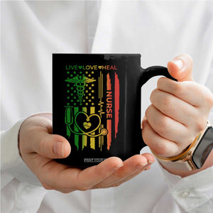 Black Nurse Coffee Mug American Flag Proud Afro African Women Melanin Pride TS10 Print Your Wear