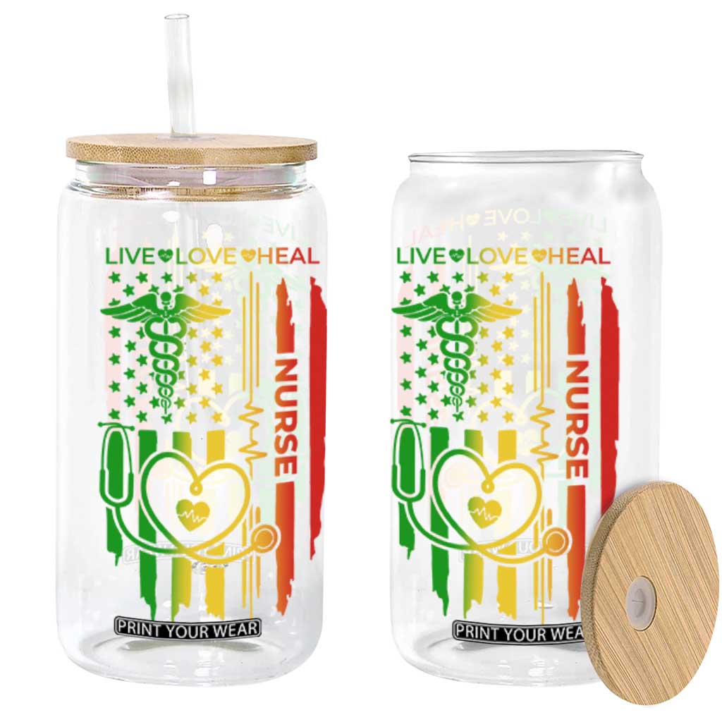 Black Nurse Glass Can American Flag Proud Afro African Women Melanin Pride TS10 Black Print Your Wear