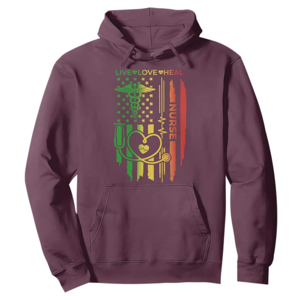 Black Nurse Hoodie American Flag Proud Afro African Women Melanin Pride TS10 Maroon Print Your Wear