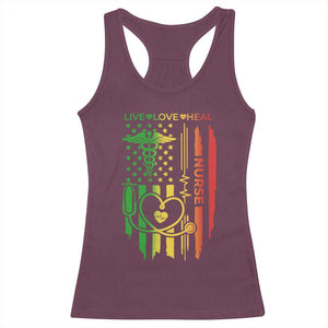 Black Nurse Racerback Tank Top American Flag Proud Afro African Women Melanin Pride TS10 Maroon Print Your Wear
