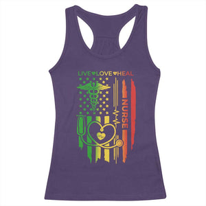 Black Nurse Racerback Tank Top American Flag Proud Afro African Women Melanin Pride TS10 Purple Print Your Wear