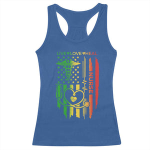 Black Nurse Racerback Tank Top American Flag Proud Afro African Women Melanin Pride TS10 Royal Blue Print Your Wear