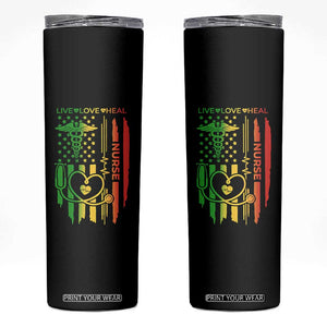 Black Nurse Skinny Tumbler American Flag Proud Afro African Women Melanin Pride TS10 Black Print Your Wear