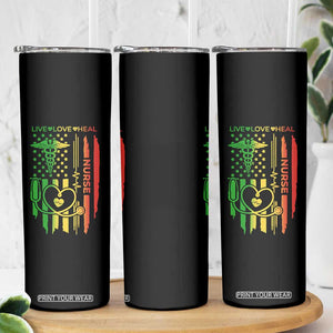 Black Nurse Skinny Tumbler American Flag Proud Afro African Women Melanin Pride TS10 Print Your Wear