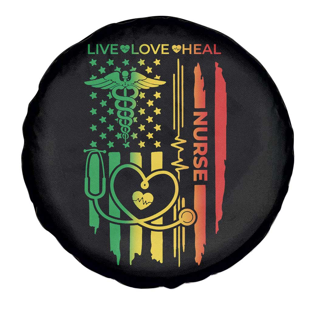 Black Nurse Spare Tire Cover American Flag Proud Afro African Women Melanin Pride TS10 Print Your Wear