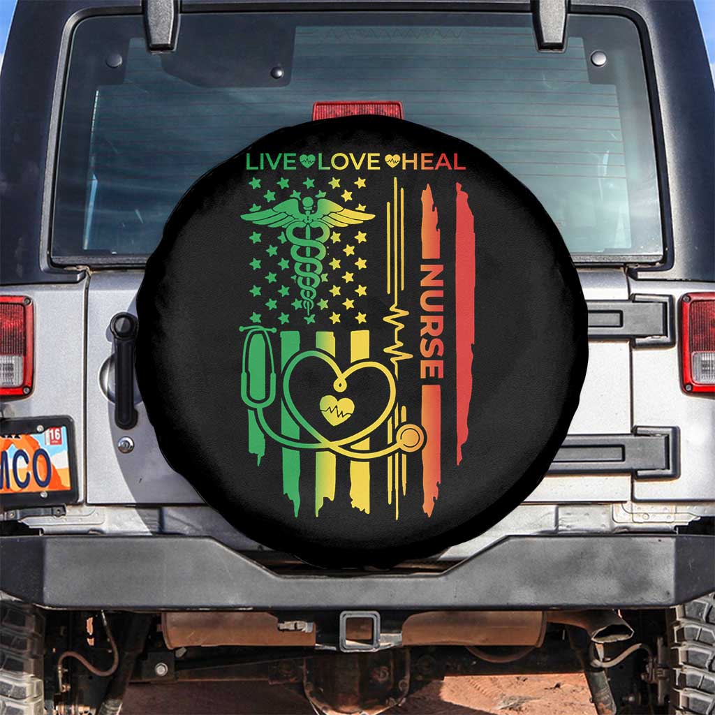 Black Nurse Spare Tire Cover American Flag Proud Afro African Women Melanin Pride TS10 No hole Black Print Your Wear