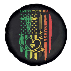 Black Nurse Spare Tire Cover American Flag Proud Afro African Women Melanin Pride TS10 Print Your Wear