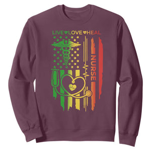 Black Nurse Sweatshirt American Flag Proud Afro African Women Melanin Pride TS10 Maroon Print Your Wear