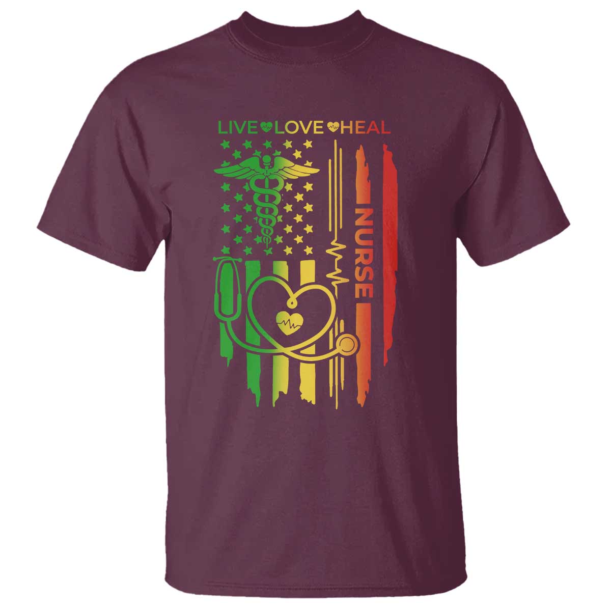 Black Nurse T Shirt American Flag Proud Afro African Women Melanin Pride TS10 Maroon Print Your Wear