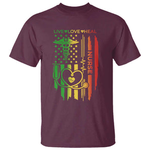 Black Nurse T Shirt American Flag Proud Afro African Women Melanin Pride TS10 Maroon Print Your Wear