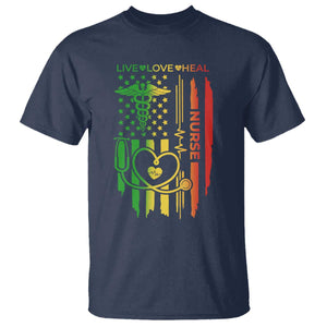 Black Nurse T Shirt American Flag Proud Afro African Women Melanin Pride TS10 Navy Print Your Wear