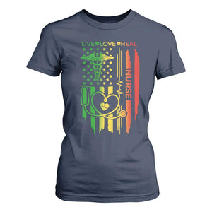 Black Nurse T Shirt For Women American Flag Proud Afro African Women Melanin Pride TS10 Navy Print Your Wear