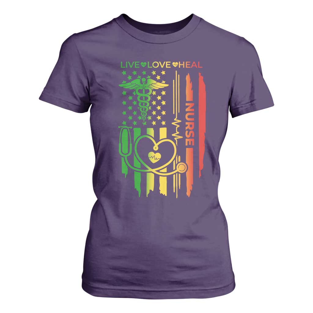 Black Nurse T Shirt For Women American Flag Proud Afro African Women Melanin Pride TS10 Purple Print Your Wear