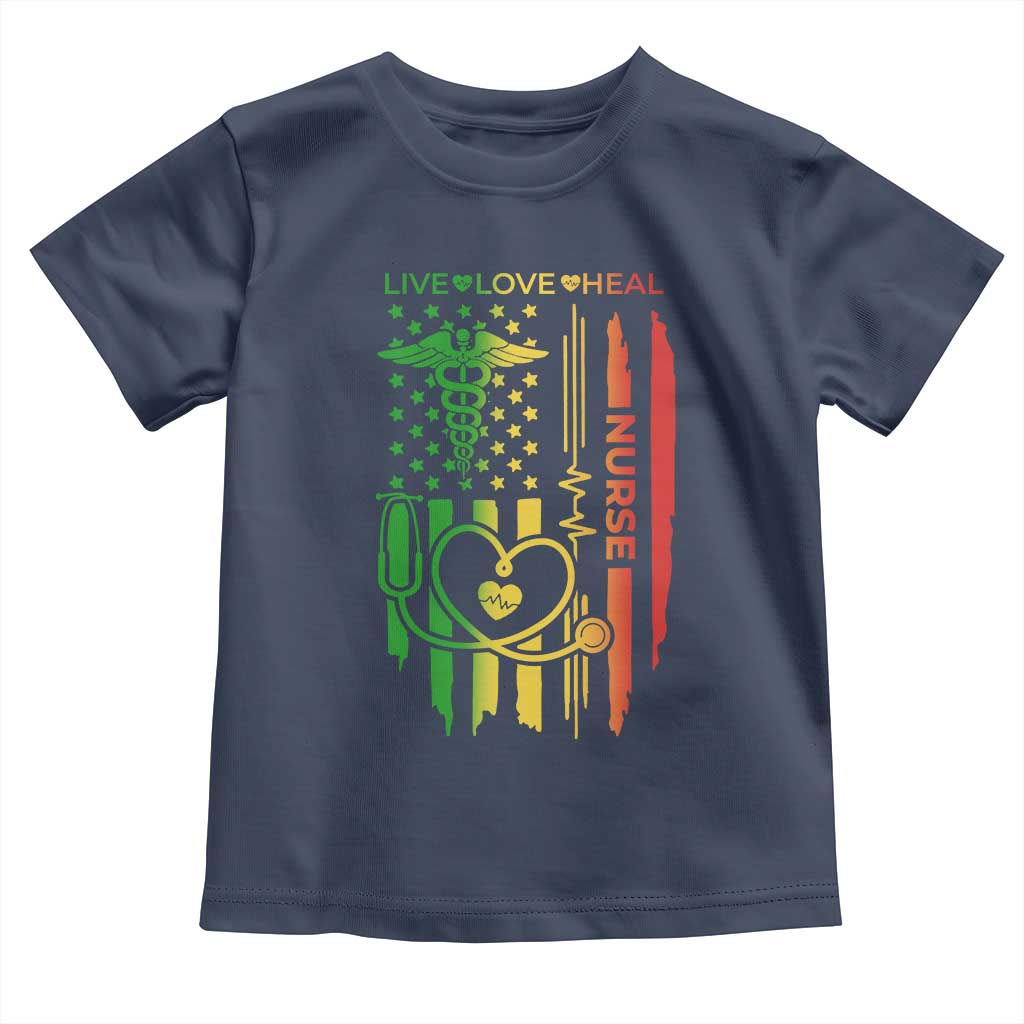 Black Nurse Toddler T Shirt American Flag Proud Afro African Women Melanin Pride TS10 Navy Print Your Wear