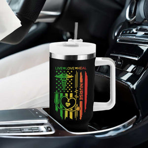 Black Nurse Tumbler With Handle American Flag Proud Afro African Women Melanin Pride TS10 Print Your Wear