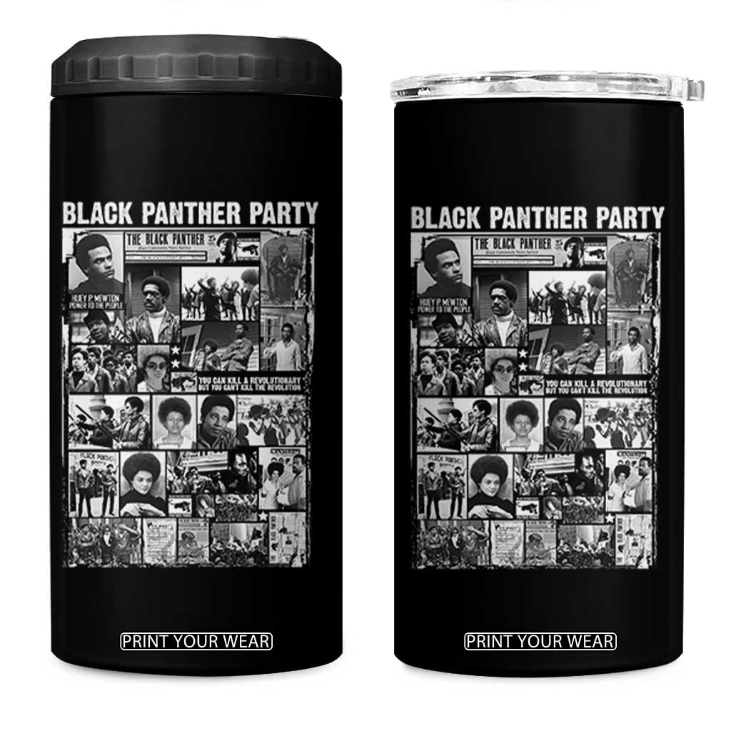 Black Panther Party Collage 4 in 1 Can Cooler Tumbler Revolutionary Tribute to Huey P. Newton Movement Legacy TS02 One Size: 16 oz Black Print Your Wear