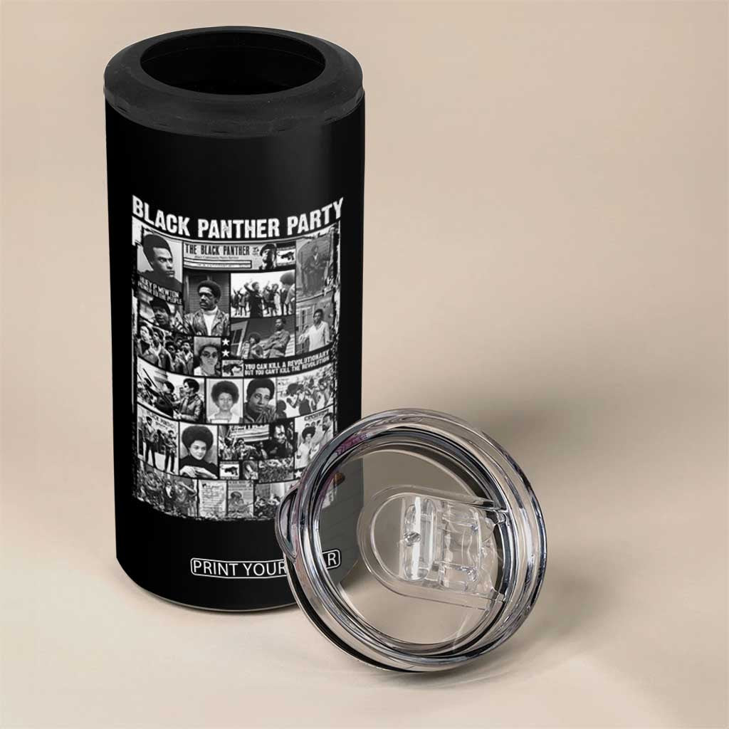 Black Panther Party Collage 4 in 1 Can Cooler Tumbler Revolutionary Tribute to Huey P. Newton Movement Legacy TS02 Print Your Wear
