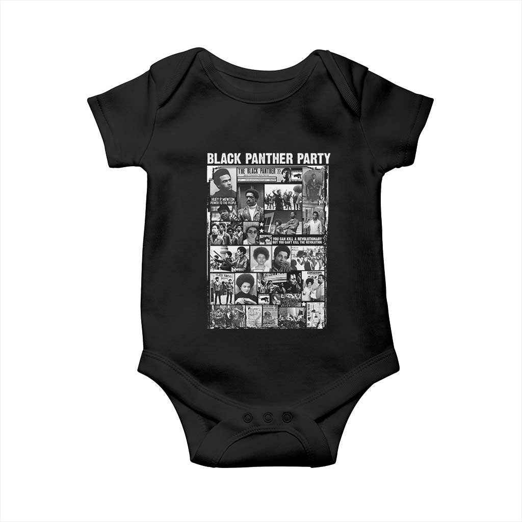 Black Panther Party Collage Baby Onesie Revolutionary Tribute to Huey P. Newton Movement Legacy TS02 Black Print Your Wear