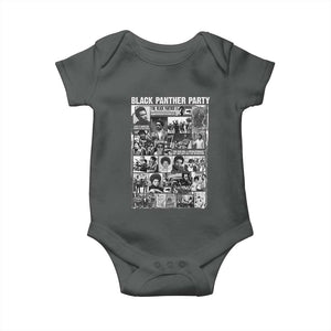 Black Panther Party Collage Baby Onesie Revolutionary Tribute to Huey P. Newton Movement Legacy TS02 Dark Heather Print Your Wear