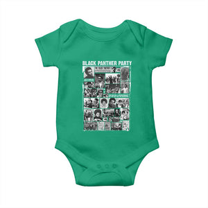 Black Panther Party Collage Baby Onesie Revolutionary Tribute to Huey P. Newton Movement Legacy TS02 Irish Green Print Your Wear