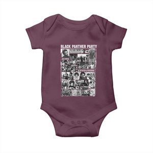 Black Panther Party Collage Baby Onesie Revolutionary Tribute to Huey P. Newton Movement Legacy TS02 Maroon Print Your Wear