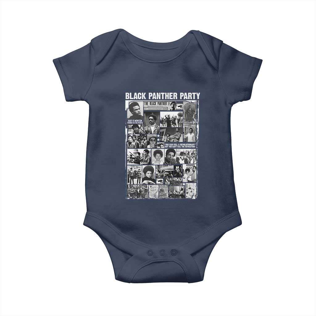 Black Panther Party Collage Baby Onesie Revolutionary Tribute to Huey P. Newton Movement Legacy TS02 Navy Print Your Wear