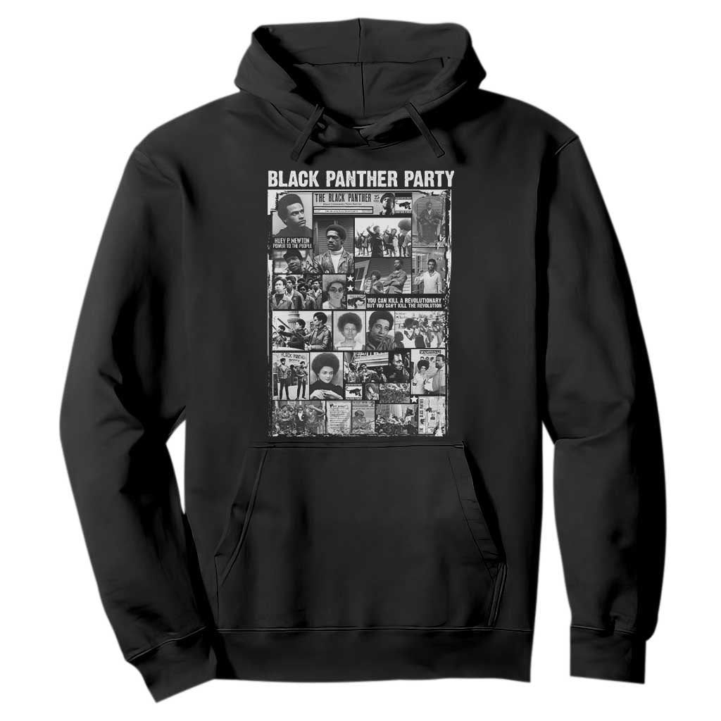 Black Panther Party Collage Hoodie Revolutionary Tribute to Huey P. Newton Movement Legacy TS02 Black Print Your Wear