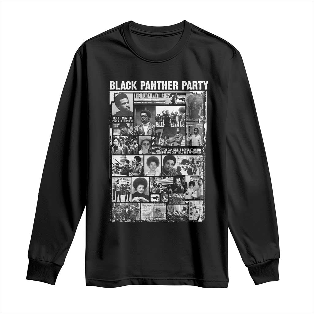 Black Panther Party Collage Long Sleeve Shirt Revolutionary Tribute to Huey P. Newton Movement Legacy TS02 Black Print Your Wear