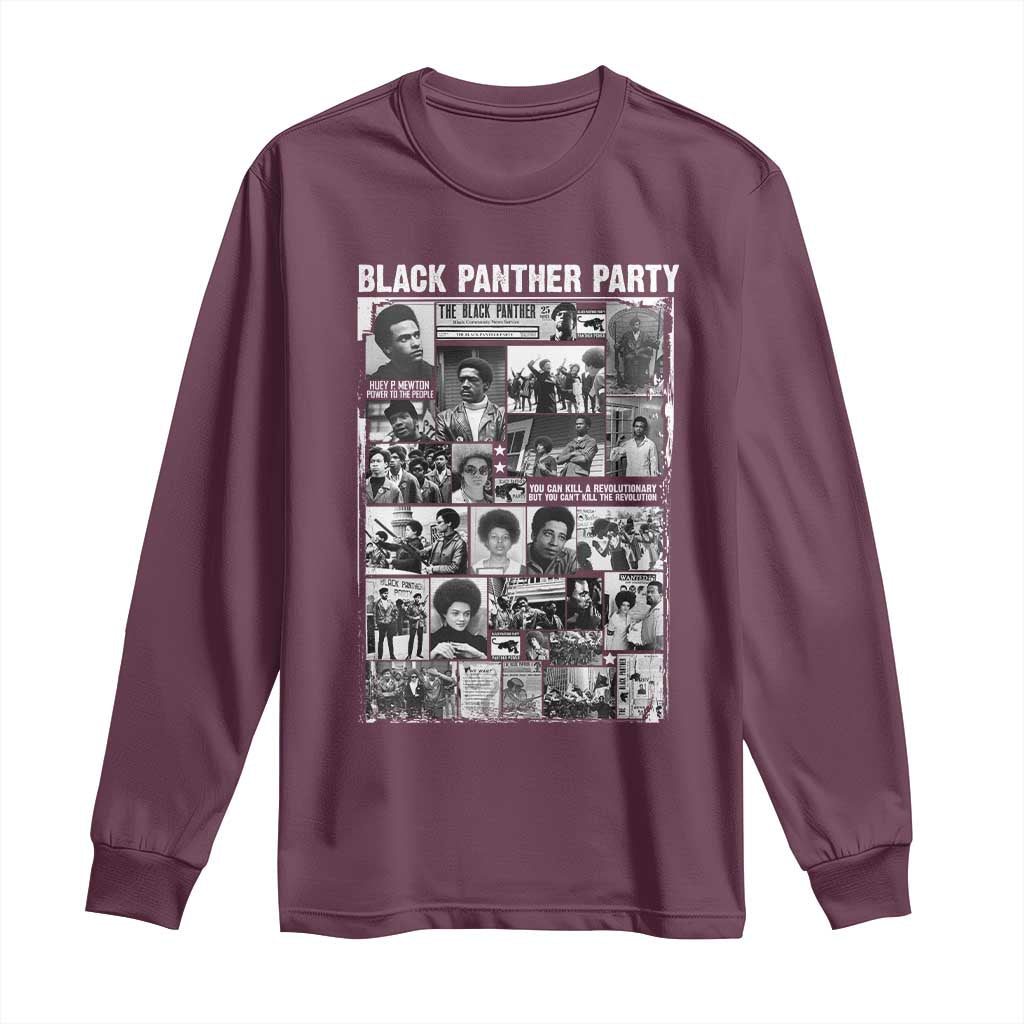 Black Panther Party Collage Long Sleeve Shirt Revolutionary Tribute to Huey P. Newton Movement Legacy TS02 Maroon Print Your Wear