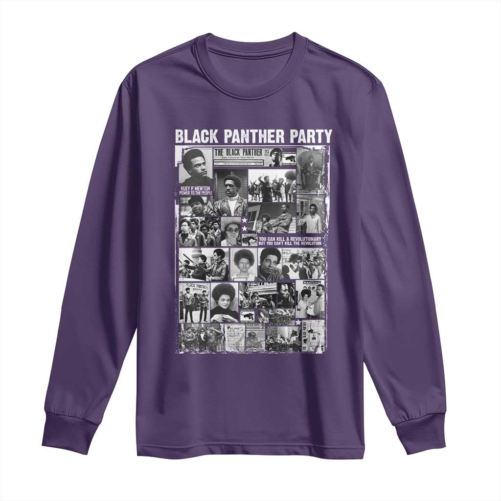 Black Panther Party Collage Long Sleeve Shirt Revolutionary Tribute to Huey P. Newton Movement Legacy TS02 Purple Print Your Wear