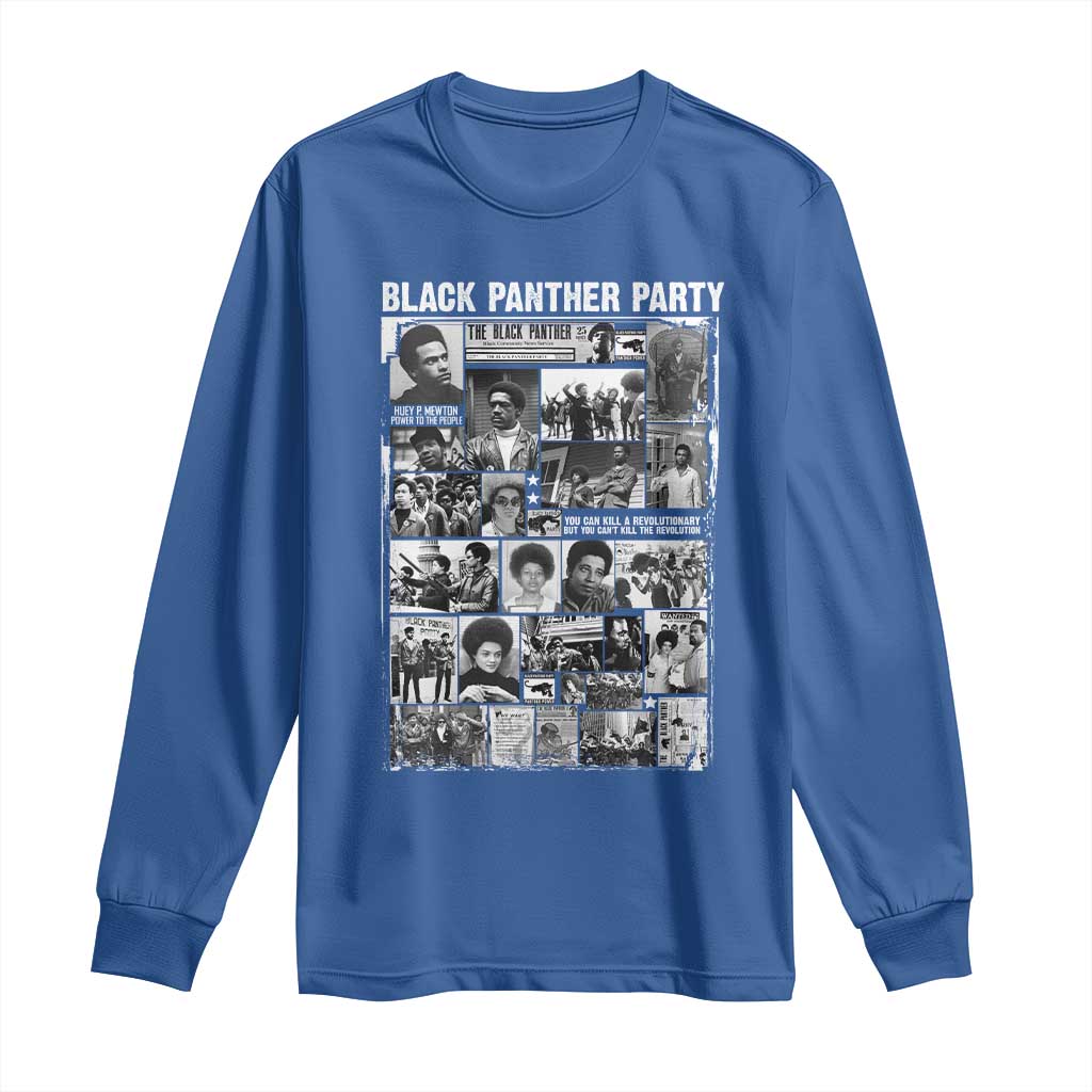 Black Panther Party Collage Long Sleeve Shirt Revolutionary Tribute to Huey P. Newton Movement Legacy TS02 Royal Blue Print Your Wear