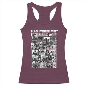 Black Panther Party Collage Racerback Tank Top Revolutionary Tribute to Huey P. Newton Movement Legacy TS02 Maroon Print Your Wear