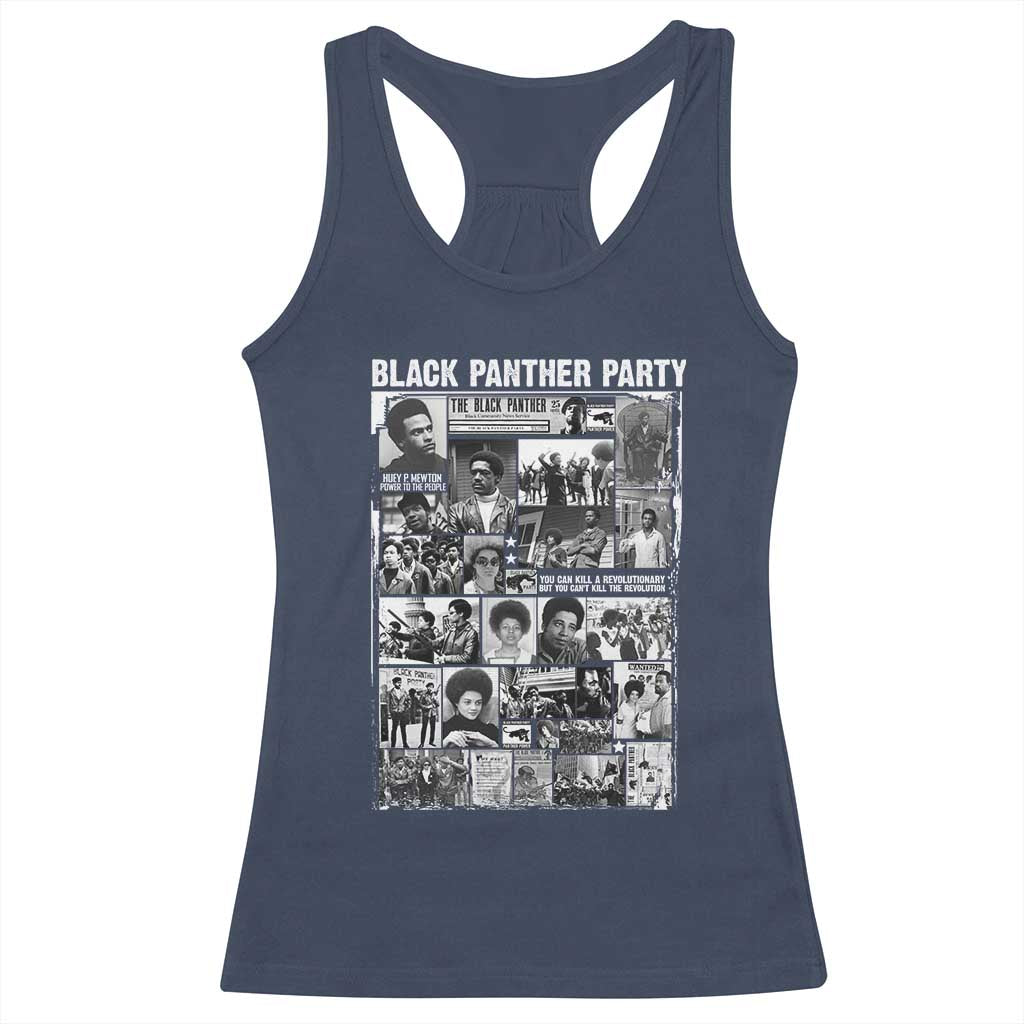 Black Panther Party Collage Racerback Tank Top Revolutionary Tribute to Huey P. Newton Movement Legacy TS02 Navy Print Your Wear
